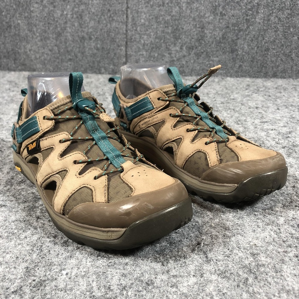 Teva Women's Hiking Sandals Size 8 Brown Teal Waterproof‎ Leather Vibram Sole